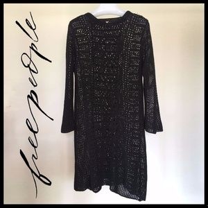 Free People Rosalind Swit Crochet Dress, Black L